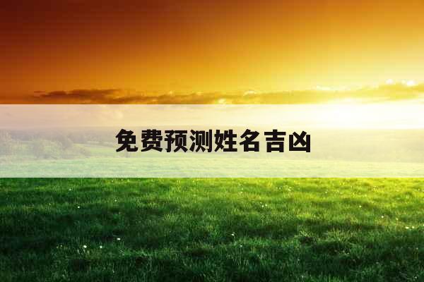 免费预测姓名吉凶