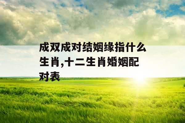 成双成对结姻缘指什么生肖,十二生肖婚姻配对表