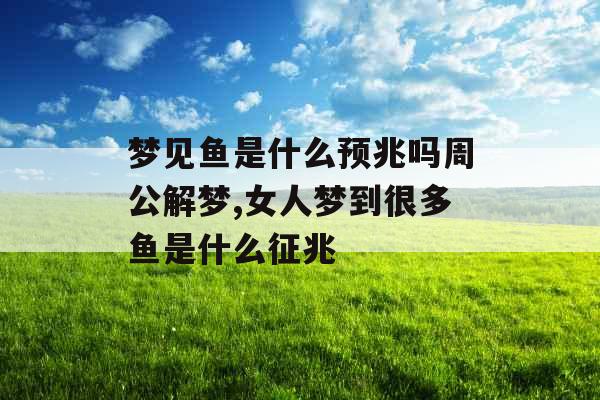 梦见鱼是什么预兆吗周公解梦,女人梦到很多鱼是什么征兆