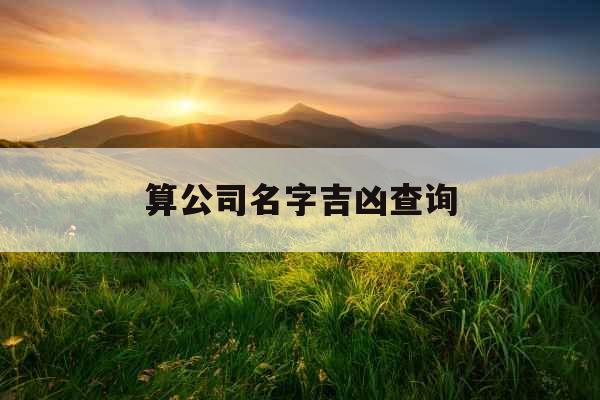 算公司名字吉凶查询