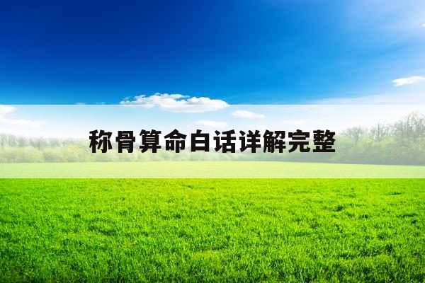 称骨算命白话详解完整