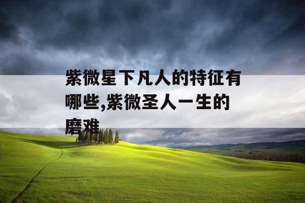 紫微星下凡人的特征有哪些,紫微圣人一生的磨难