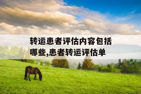 转运患者评估内容包括哪些,患者转运评估单