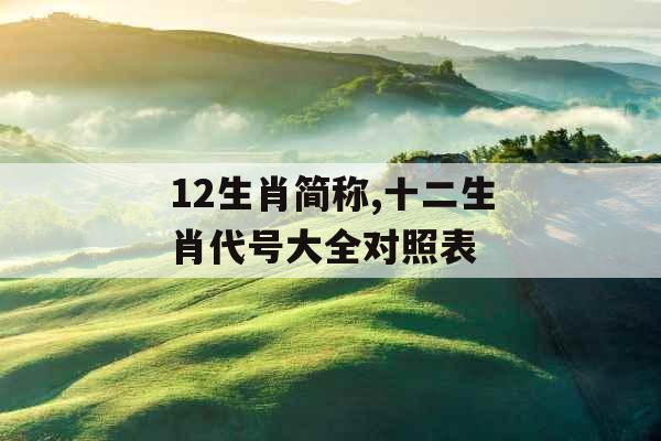 12生肖简称,十二生肖代号大全对照表