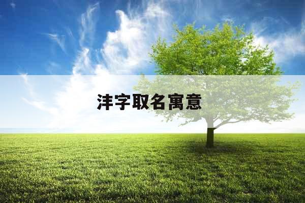 沣字取名寓意 