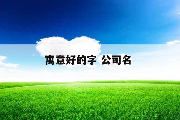 寓意好的字 公司名 