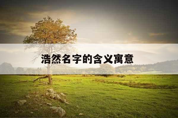 浩然名字的含义寓意 