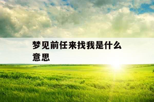 梦见前任来找我是什么意思 