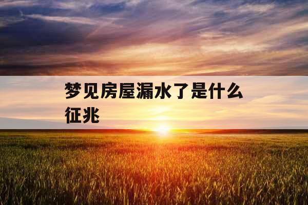 梦见房屋漏水了是什么征兆 