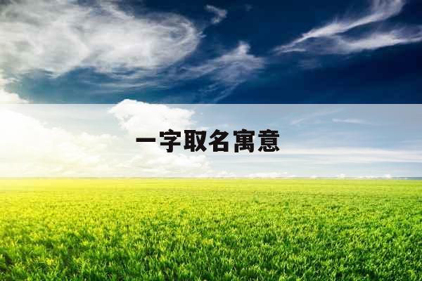 一字取名寓意 