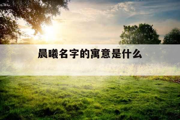 晨曦名字的寓意是什么 