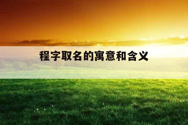 程字取名的寓意和含义 程字取名的寓意和含义