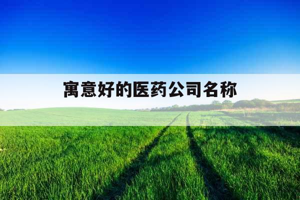 寓意好的医药公司名称 