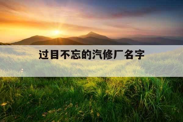 过目不忘的汽修厂名字 