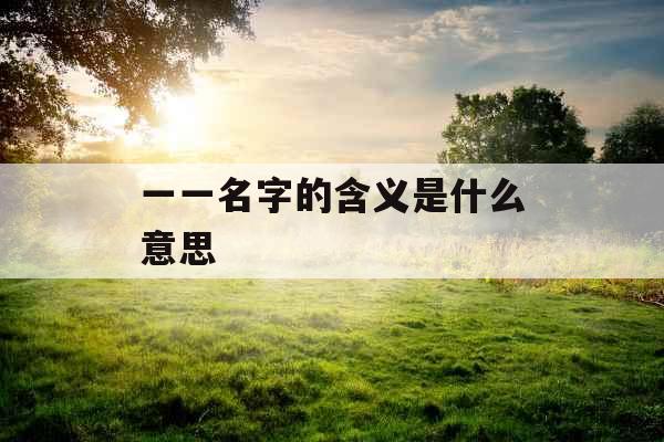 一一名字的含义是什么意思 
