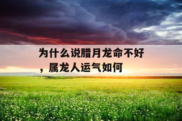 为什么说腊月龙命不好，属龙人运气如何