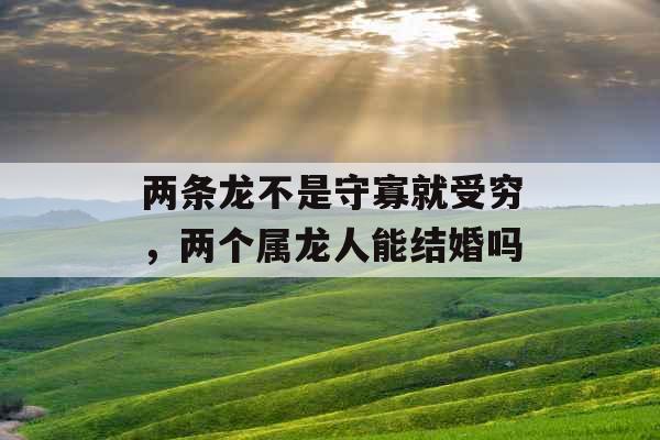 两条龙不是守寡就受穷，两个属龙人能结婚吗