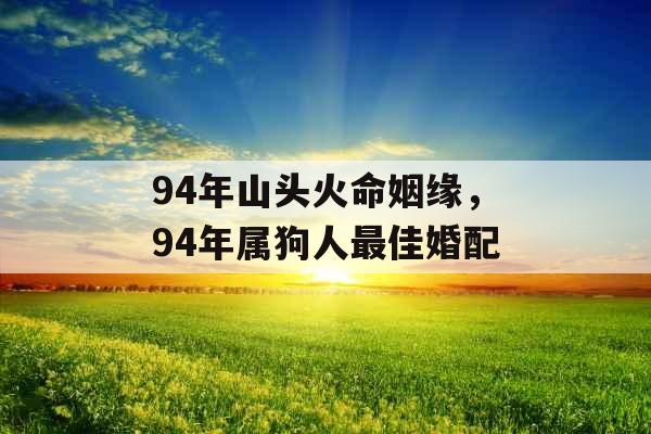 94年山头火命姻缘，94年属狗人最佳婚配
