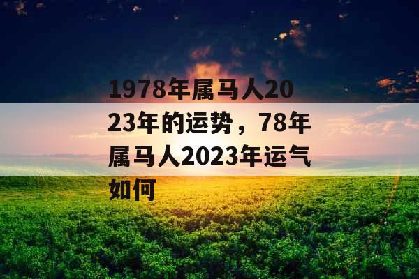 1978年属马人2023年的运势，78年属马人2023年运气如何