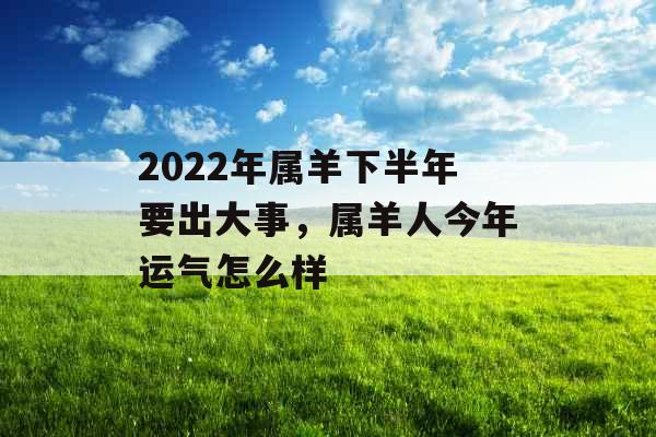 2022年属羊下半年要出大事,属羊人今年运气怎么样 2022年属羊下半年要出大事,属羊人今年运气怎么样