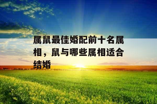 属鼠最佳婚配前十名属相，鼠与哪些属相适合结婚