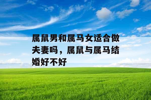 属鼠男和属马女适合做夫妻吗,属鼠与属马结婚好不好 属鼠男和属马女适合做夫妻吗,属鼠与属马结婚好不好