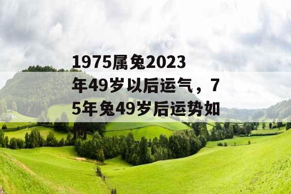 1975属兔2023年49岁以后运气,75年兔49岁后运势如何 1975属兔2023年49岁以后运气,75年兔49岁后运势如何