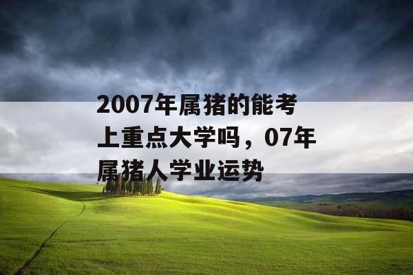 2007年属猪的能考上重点大学吗，07年属猪人学业运势