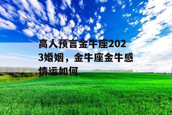 高人预言金牛座2023婚姻，金牛座金牛感情运如何