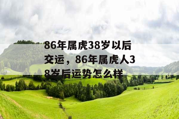 86年属虎38岁以后交运，86年属虎人38岁后运势怎么样