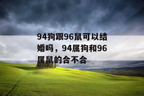 94狗跟96鼠可以结婚吗，94属狗和96属鼠的合不合