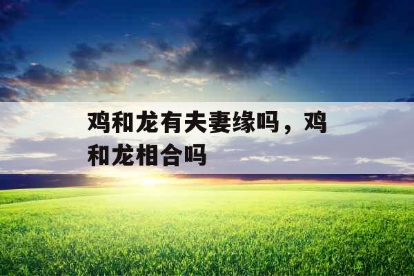 鸡和龙有夫妻缘吗,鸡和龙相合吗 鸡和龙有夫妻缘吗,鸡和龙相合吗