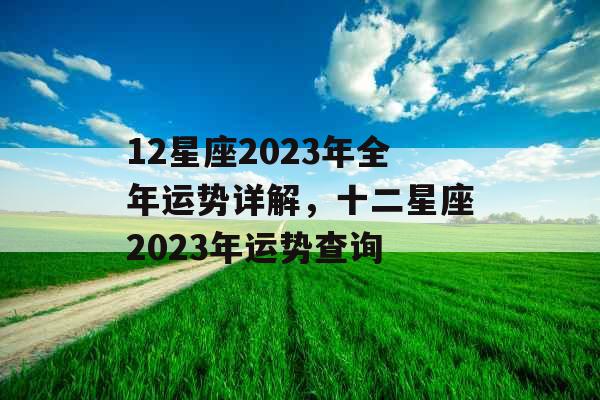 12星座2023年全年运势详解，十二星座2023年运势查询