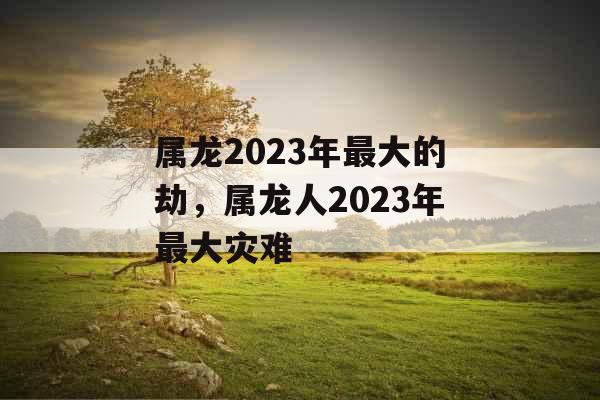属龙2023年最大的劫，属龙人2023年最大灾难