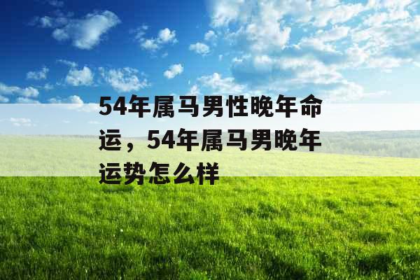 54年属马男性晚年命运，54年属马男晚年运势怎么样