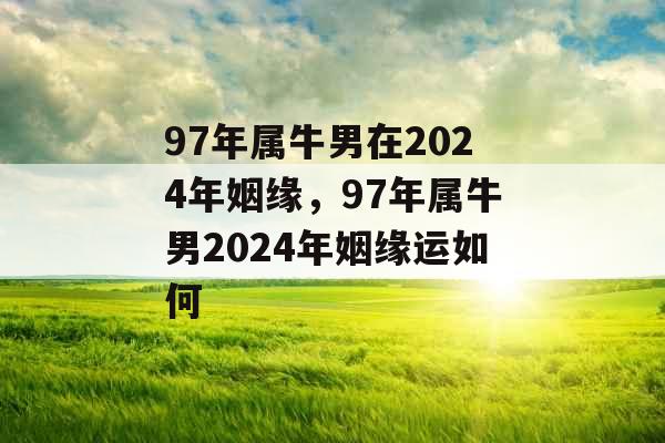 97年属牛男在2024年姻缘，97年属牛男2024年姻缘运如何