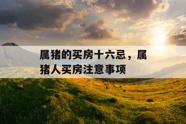 属猪的买房十六忌，属猪人买房注意事项