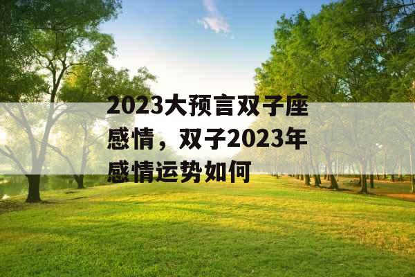 2023大预言双子座感情，双子2023年感情运势如何