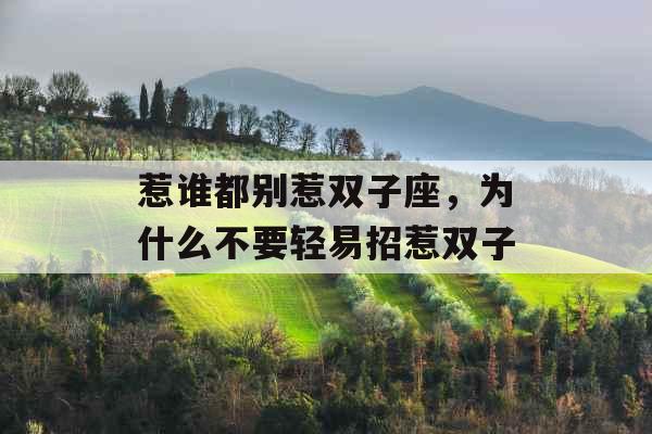 惹谁都别惹双子座，为什么不要轻易招惹双子