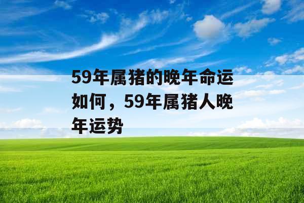 59年属猪的晚年命运如何，59年属猪人晚年运势