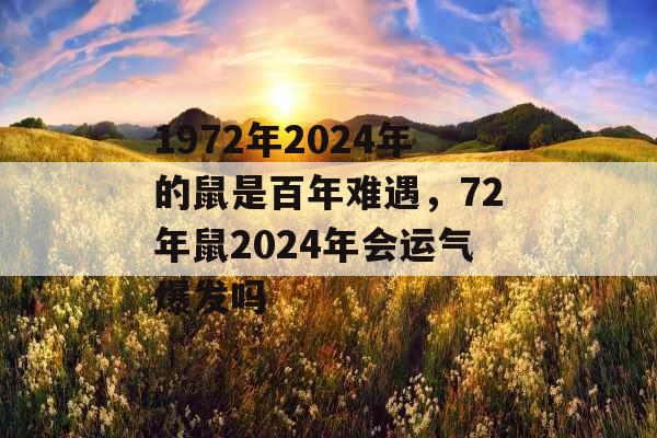 1972年2024年的鼠是百年难遇，72年鼠2024年会运气爆发吗