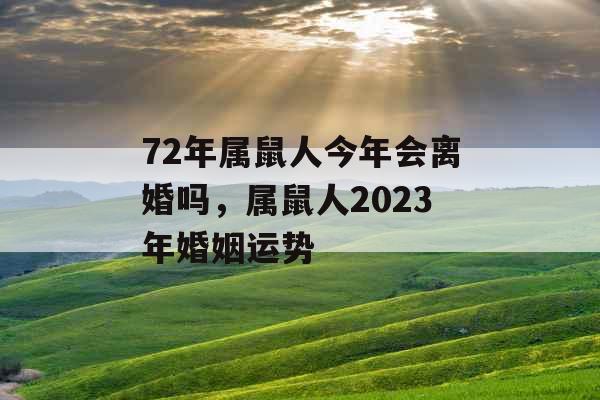 72年属鼠人今年会离婚吗，属鼠人2023年婚姻运势