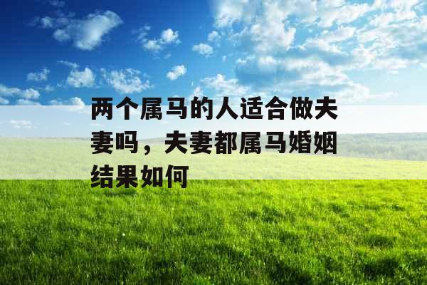 两个属马的人适合做夫妻吗，夫妻都属马婚姻结果如何