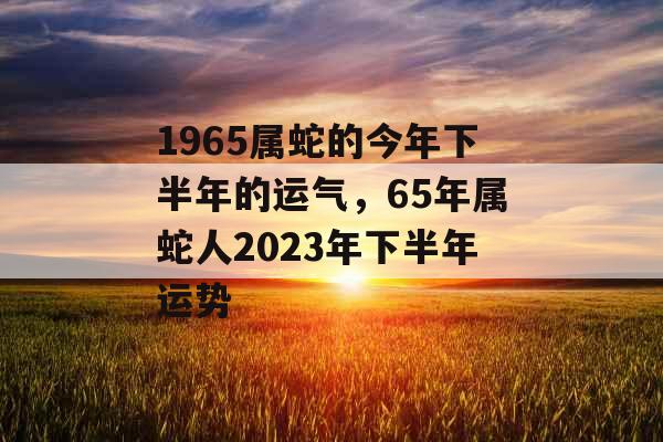 1965属蛇的今年下半年的运气，65年属蛇人2023年下半年运势