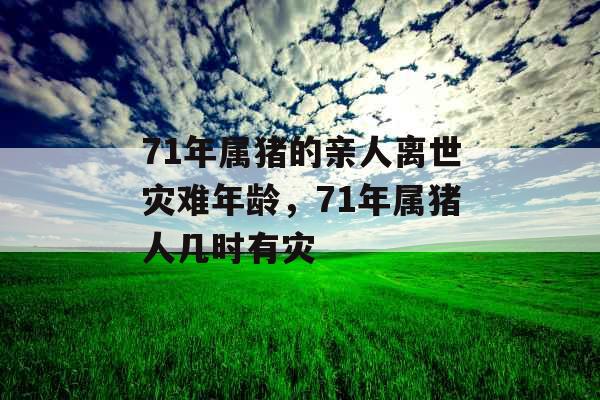 71年属猪的亲人离世灾难年龄,71年属猪人几时有灾