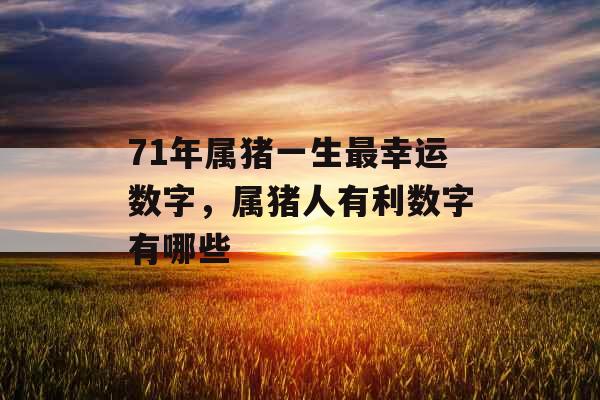 71年属猪一生最幸运数字,属猪人有利数字有哪些