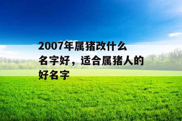 2007年属猪改什么名字好，适合属猪人的好名字