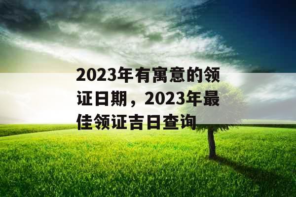 2023年有寓意的领证日期，2023年最佳领证吉日查询