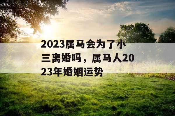 2023属马会为了小三离婚吗，属马人2023年婚姻运势
