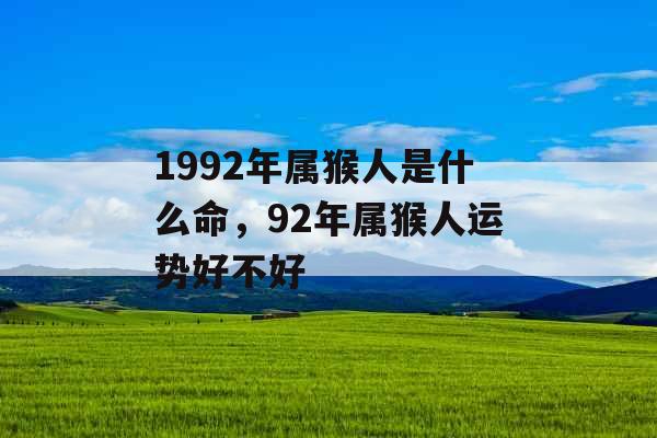 1992年属猴人是什么命，92年属猴人运势好不好